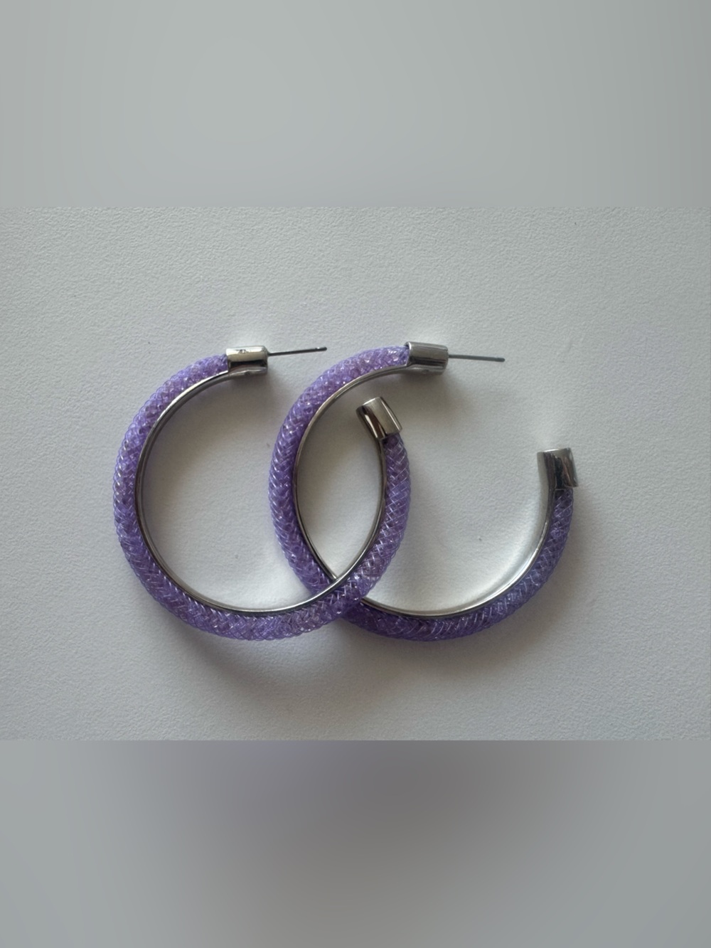 Swarovski Stardust-style crystal mesh hoop earrings
